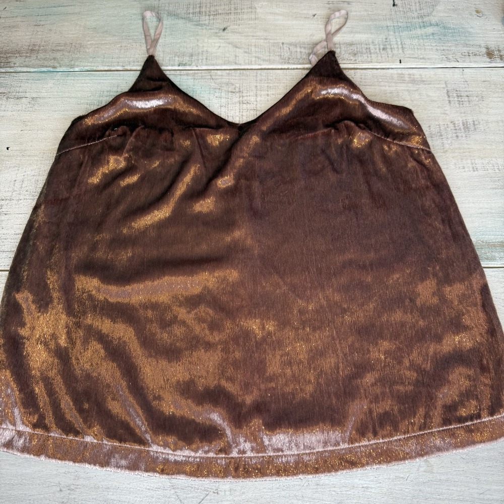 Mustard Seed Shimmery Velvet Rose gold Tank Women's Size Small NWT